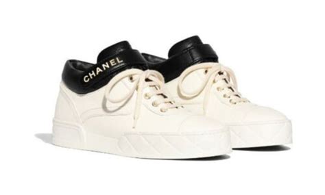 chanel g34967|CHANEL COCO Mark Leather Trainers Sneakers 39 White Black .